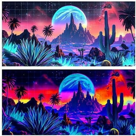 Blacklight Outer Space Star Black Light Aquarium Background, UV Fish Tank Background Cool Star Terrarium Background with 10 EVA Double-Sided Tape, 24X12IN