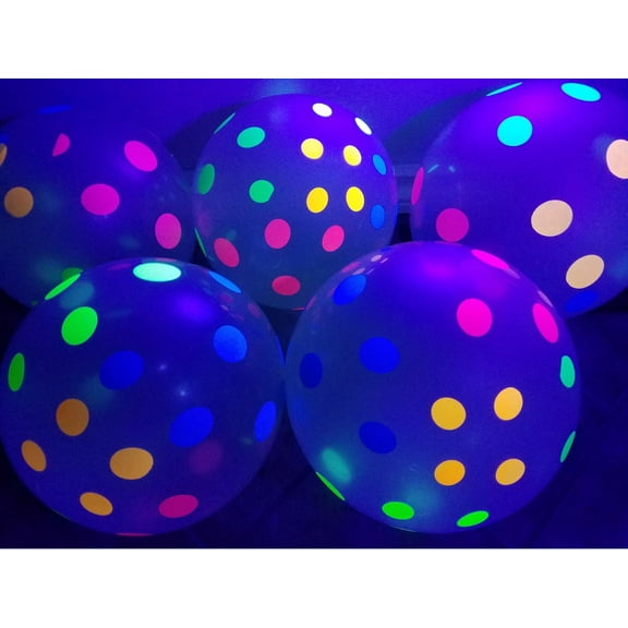 Blacklight Party Balloons Clear Balloons with Polka Dots that Glow in the Dark under Blacklight 25 Pack of 11 inch Clear Latex