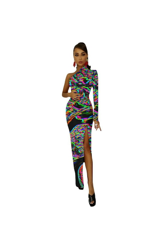 Blacklight Party Style Half Dleeve Split Dress Clothing elegant dresses plus sizes