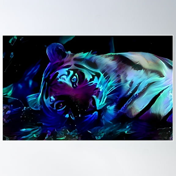 Blacklight Tiger Dreams Poster Wall Art, Modern Wall Decor For Living Room Bedroom, 16x24 UNFRAMED