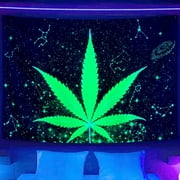 Blacklight Trippy Small Tapestry, UV Reactive Aesthetic Galaxy Stars Space Tapestry Wall Hanging, Mystic Small Tapestry for Bedroom Living Room Dorm 90 X 70 Inches