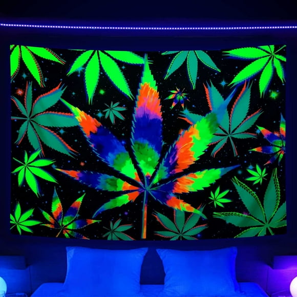 Blacklight Trippy UV Reactive Tapestry, Psychedelic Tapestry Cool Colourful Tie Dyed Small Black Light Tapestries for Mens Bedroom Living Room Dorm 60X40IN