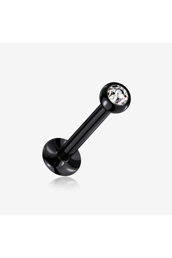 Blackline Basic Gem Ball Top Threadless Push-In Steel Labret