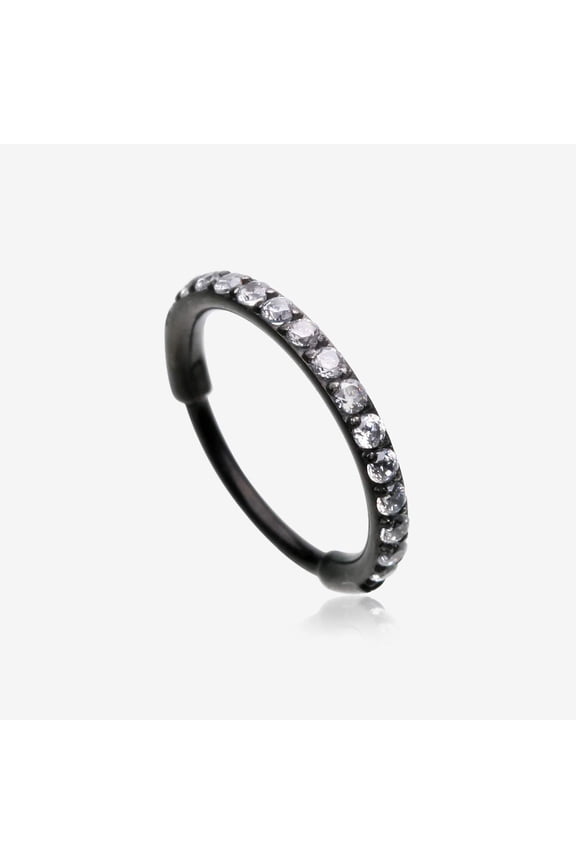 Blackline Brilliant Sparkle Gems Lined Clicker Hoop Ring