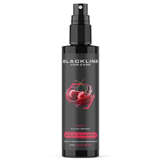 Blackline Car Care - Wild Cherry Car Air Freshener, Long-Lasting, Oder Eliminator, for Cars, Trucks, SUV, or Home Use - 8 fl OZ - Wild Cherry Air Freshener - Cherry Spray