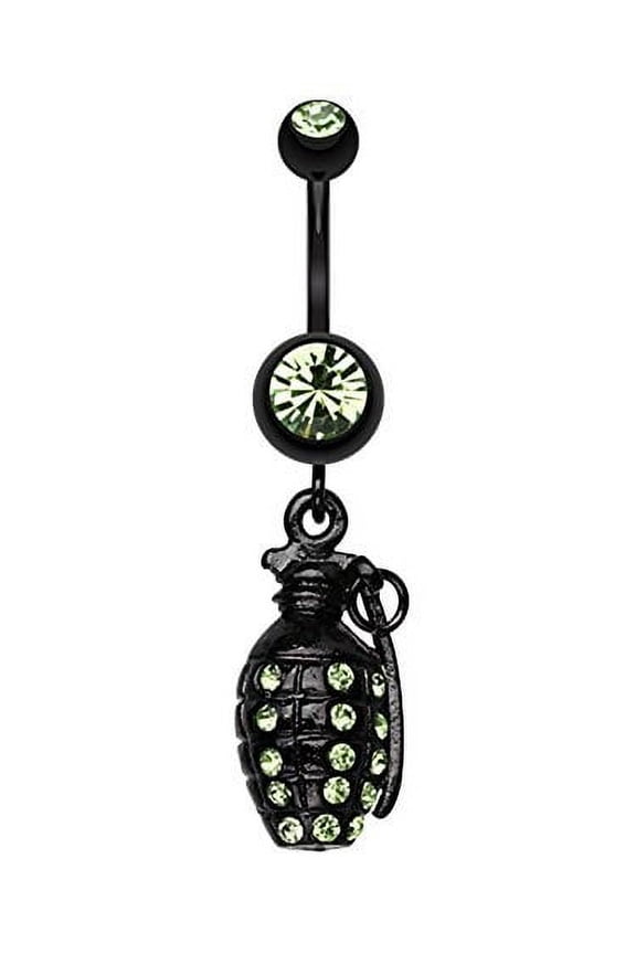Blackline Hand Grenade Sparkle WildKlass Belly Button Ring