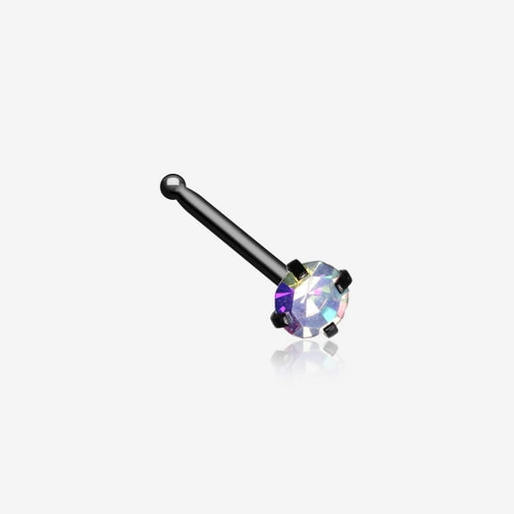 Blackline Iridescent Sparkle Gem Prong Set Nose Stud Ring