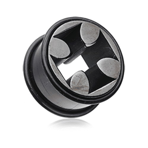 Blackline Iron Cross Solid Steel No Flare Ear Gauge Tunnel Plug