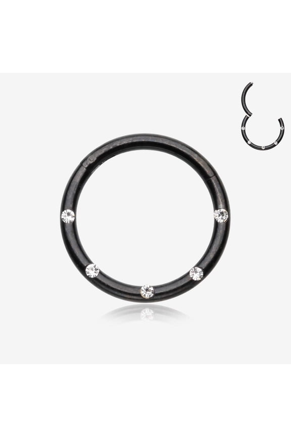 Blackline Multi-Gem Seamless Clicker Hoop Ring
