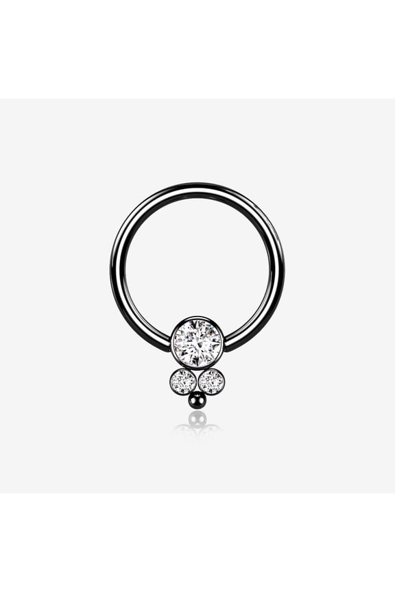 Blackline Royal Bali Sparkle Beaded Steel Captive Bead Ring