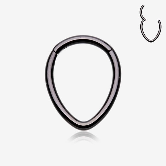 Blackline Teardrop Eggy Steel Seamless Clicker Hoop Ring