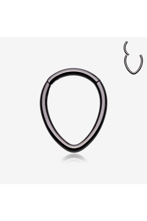 Blackline Teardrop Eggy Steel Seamless Clicker Hoop Ring