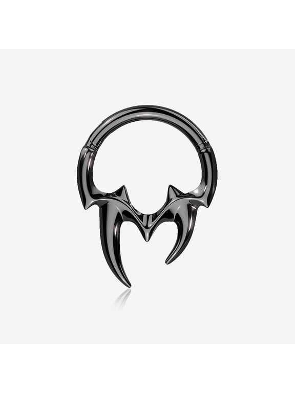 Blackline Tribal Inspired Vicious Fangs Clicker Hoop Ring