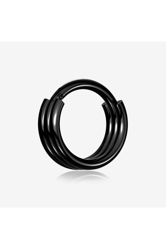Blackline Triple Stack Hinged Steel Segment Clicker Ring