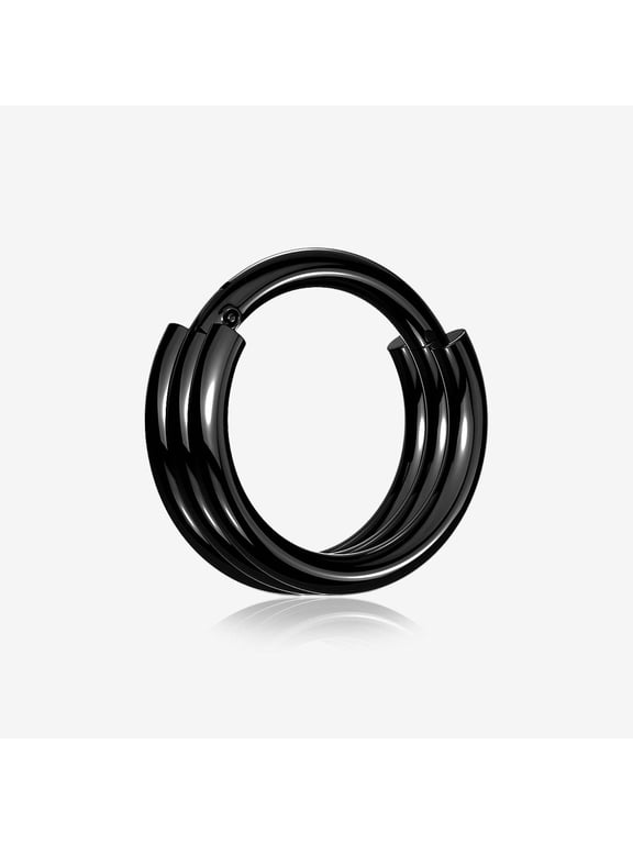 Blackline Triple Stack Hinged Steel Segment Clicker Ring