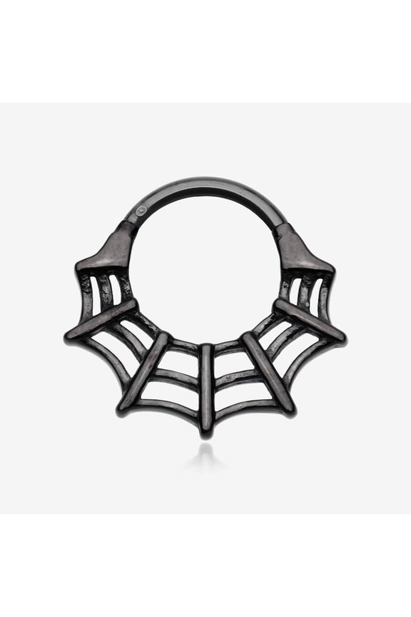 Blackline Venomous Spider Web Steel Seamless Clicker Hoop Ring