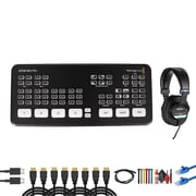 Blackmagic Design ATEM Mini Pro HDMI Live Stream Switcher | 4-Input Video Mixer with USB-C & Ethernet | For Streaming, Podcasting & Live Events SWATEMMINIBPR + Headphones + Cat5e Ethernet + More