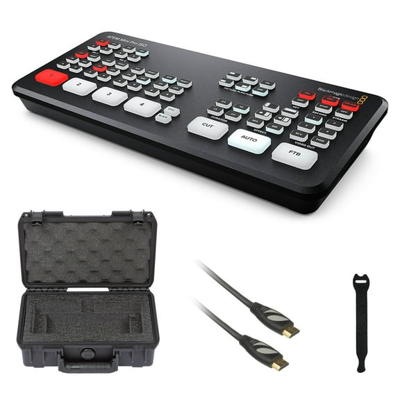 Blackmagic Design ATEM Mini Pro Livestream Switcher with SKB iSeries Case, HDMI Cable & 10-Pack Straps