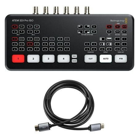 Blackmagic Design ATEM SDI Pro ISO Live Production Switcher, Bundle with Gold Series 6' HDMI 2.0 Cable with Ethernet