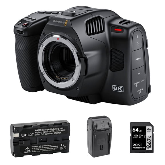 Blackmagic Design Pocket Cinema Professional Digital Camcorder, 5" LCD Touchscreen, CMOS, High Dynamic Range (HDR), 6K