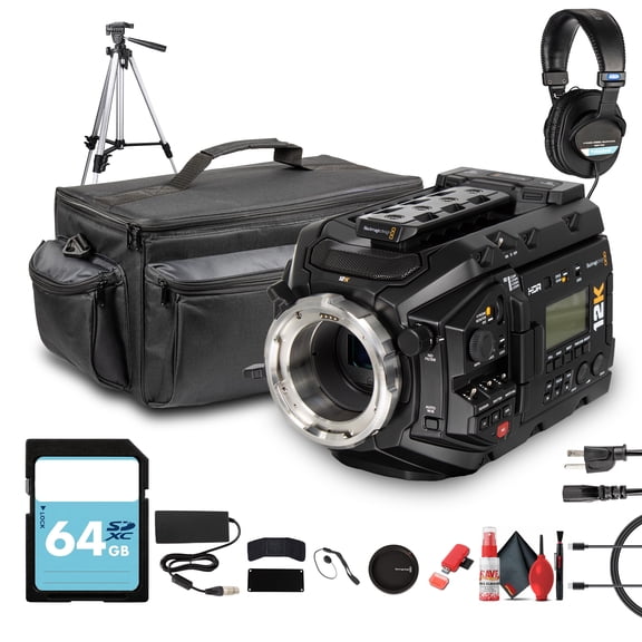 Blackmagic Design URSA Mini Pro 12K (PL) | Super 35 Digital Cinema Camera with 12K Resolution & PL Mount | For Film, Commercial & Studio Production (CINEURSAMUPRO12K) + Headphones + 128GB Card + More