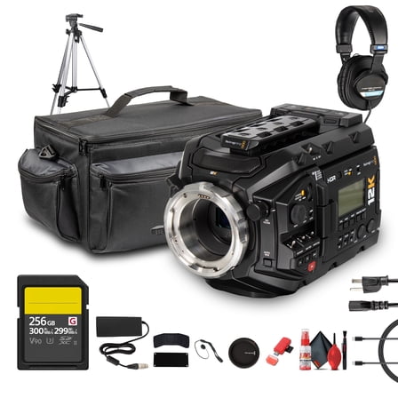 Blackmagic Design URSA Mini Pro 12K (PL) | Super 35 Digital Cinema Camera with 12K Resolution & PL Mount | For Film, Commercial & Studio Production (CINEURSAMUPRO12K) + Headphones + 256GB Card + More