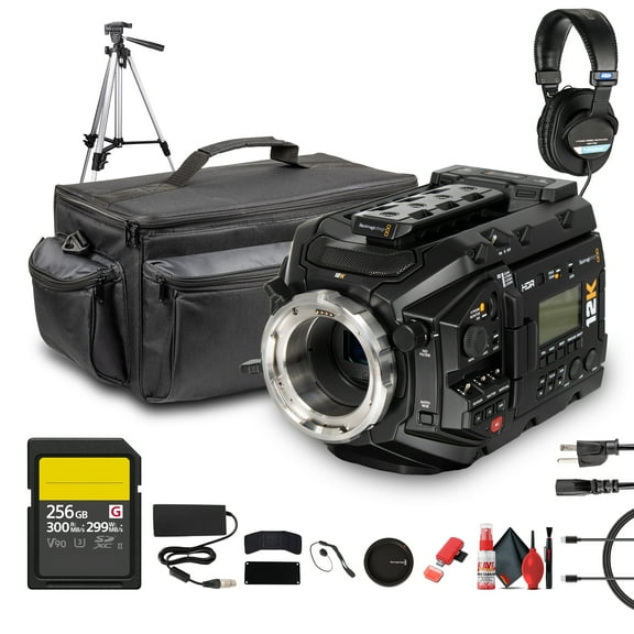 Blackmagic Design URSA Mini Pro 12K (PL) | Super 35 Digital Cinema Camera with 12K Resolution & PL Mount | For Film, Commercial & Studio Production (CINEURSAMUPRO12K) + Headphones + 256GB Card + More