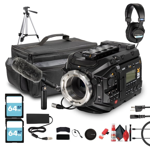 Blackmagic Design URSA Mini Pro 12K (PL) | Super 35 Digital Cinema Camera with 12K Resolution & PL Mount | For Film, Commercial & Studio Production (CINEURSAMUPRO12K) + Microphone + Headphones + More