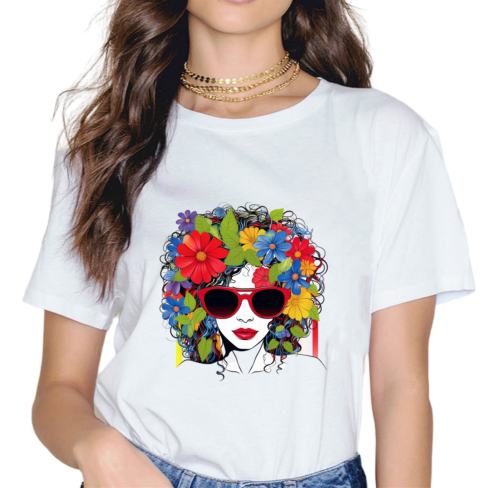 Black Floral Appliqué T-shirt