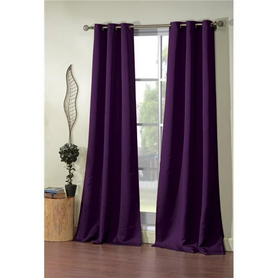 Blackout 365 STEY 13144D-12 Triple-Layer Noise-Reducing Blackout Grommet Curtain Panels, Plum - Set of 2