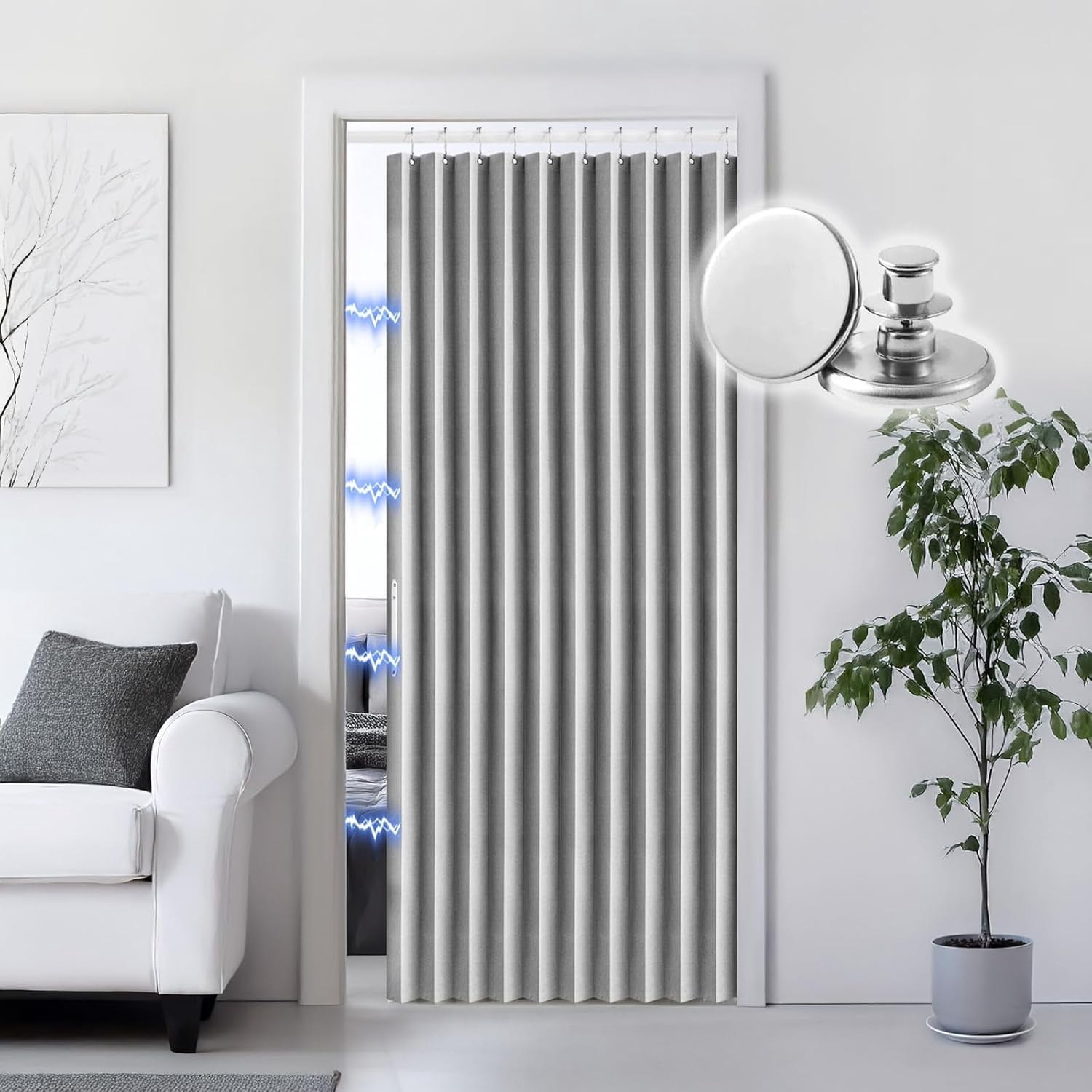 Blackout Accordion Style Magnetic Door Curtain for Closet Pleated ...