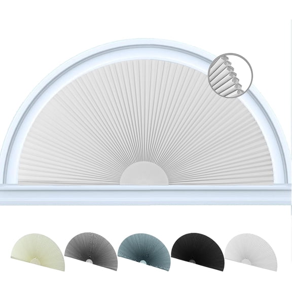 Blackout Arch Cellular Window Shade No Drill, Half Circle Moon