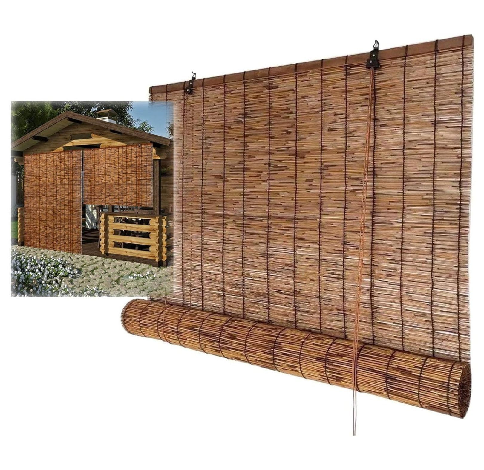Blackout Bamboo Blinds, Bamboo Roll Up Shades for Indoor Windows