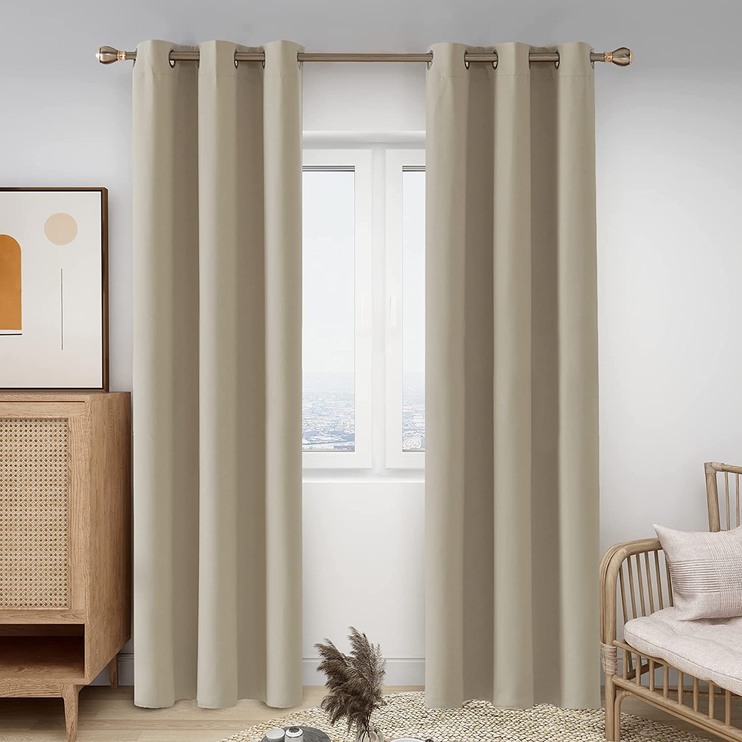 Blackout Blackout Curtains with Grommets, Room Darkening Insulating