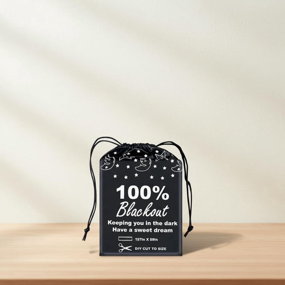 Blackout Blind Curtains Window Cover, DIY Cut to Any Size or Shape, Hook & Loop Tabs, Portable Bags, Light & UV Blocking