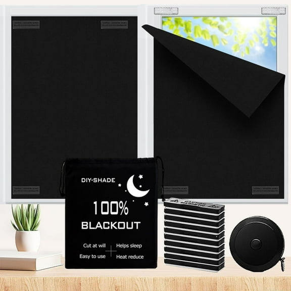 Blackout Blind Magnetic Window Cover,No Drill, Cut Any Size/Shape,Portable Black Out Shades Curtains for Nursery Bedroom, Rv, Media Room, 1 Panel