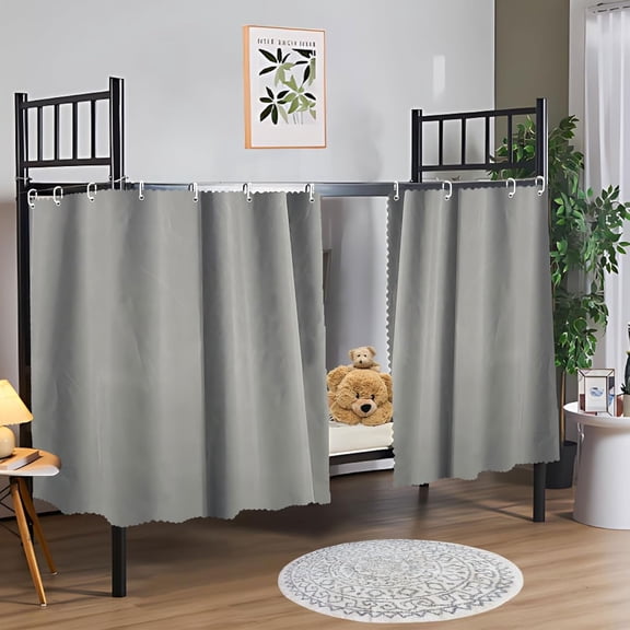Blackout Bottom Bunk Bed Curtains Thickened Privacy Dorm Canopy Loft Bed Curtain, 2 Panels Grey