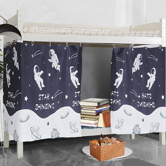 Blackout Bunk Bed Curtain Room Astronaut Privacy Protection Canopy, 2 Panels