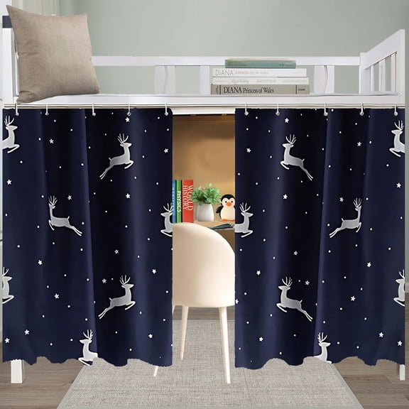 Blackout Bunk Bed Curtain Room Jumping Deer Privacy Protection Canopy, 2 Panels