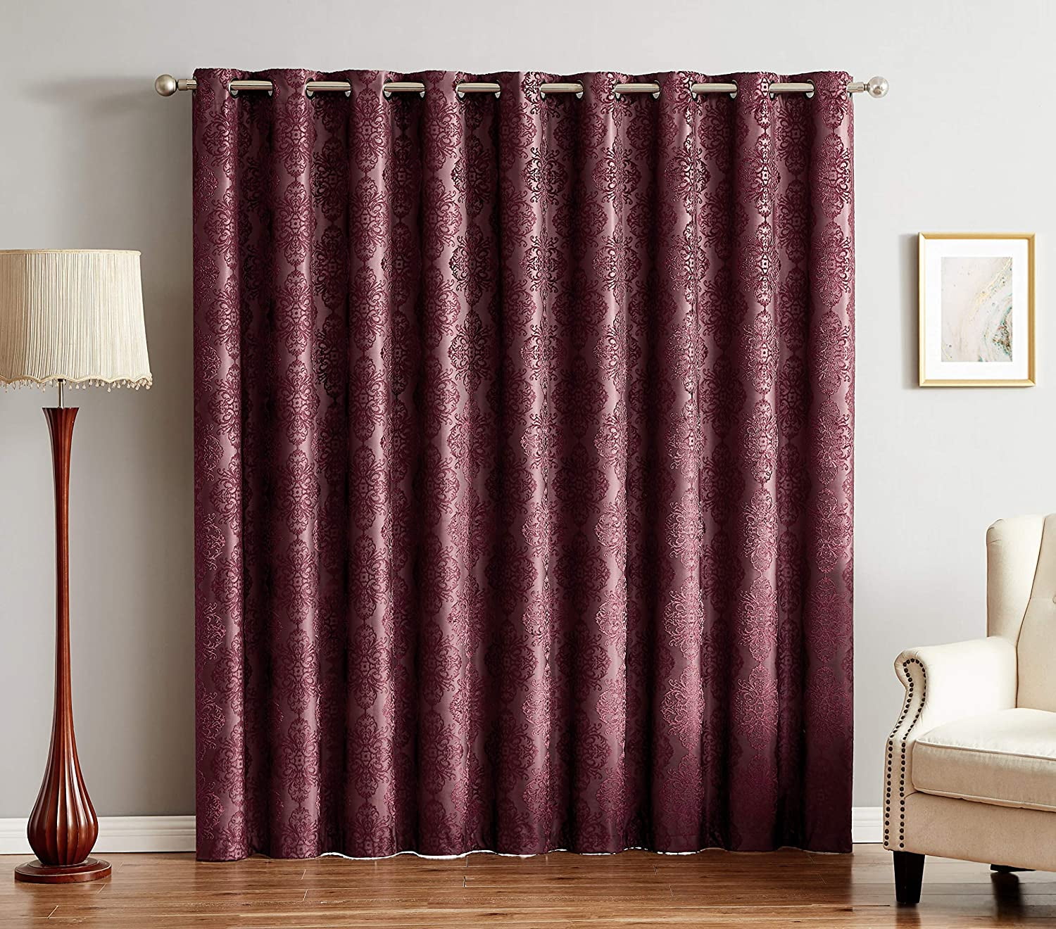 Blackout Burgundy Red Curtains For Patio Door. Use Extra Wide Total