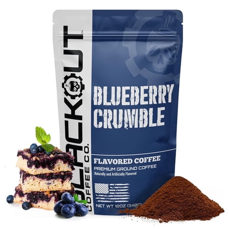 Blackout Coffee Blueberry Crumble Flavored Ground Coffee, Medium Roast, Smooth Taste, Guilt-Free Indulgence, Freshly Roasted, 12 oz Bag