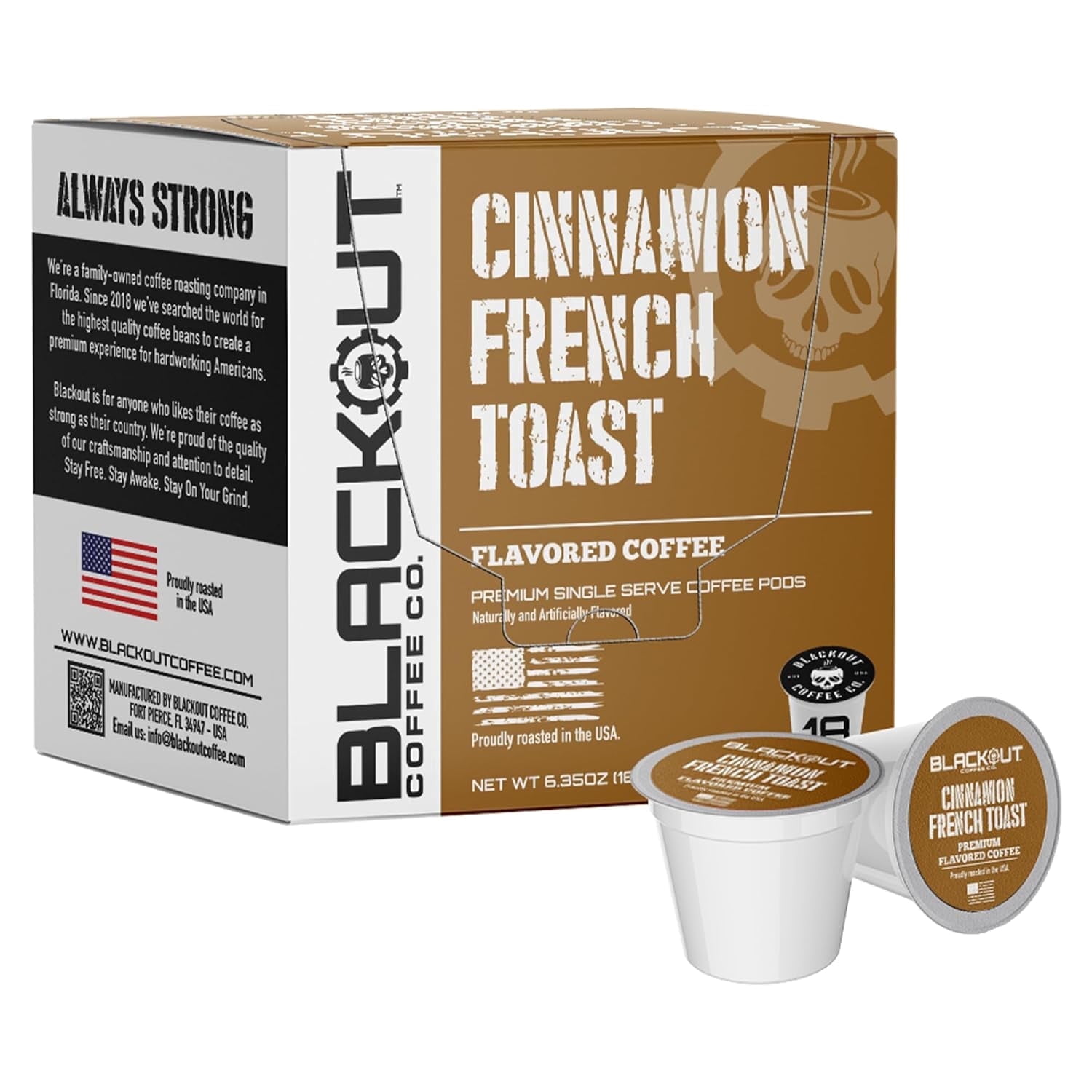 Blackout Coffee Cinnamon French Toast Flavored Coffee Pods  Compatible,  Smooth Taste, Indulgent Flavor  Freshly Roasted 18 Count.