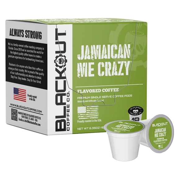 Blackout Coffee Jamaican Me Crazy Flavored Pods, Freshly Roasted in the USA - K-Cup Compatible Single-Serve Pods (18 Count)