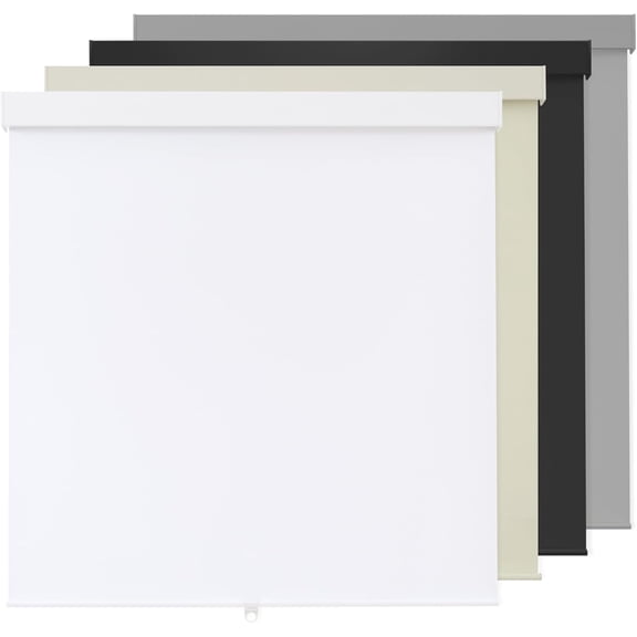 Blackout Cordless Roller Shades, Free-Stop Pull Down Blinds, Thermal Insulated UV Protection Fabric, White, 28" W x 72" H