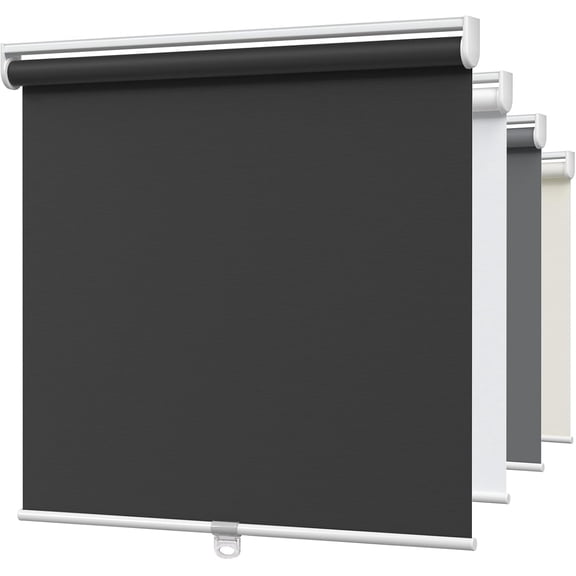 Blackout Cordless Roller Shades, Room Darkening Free-Stop Roll Up Blinds for Windows, Pull Down Blocking Blind for Home and Office, Easy to Install, 35" W X 72" H, Black
