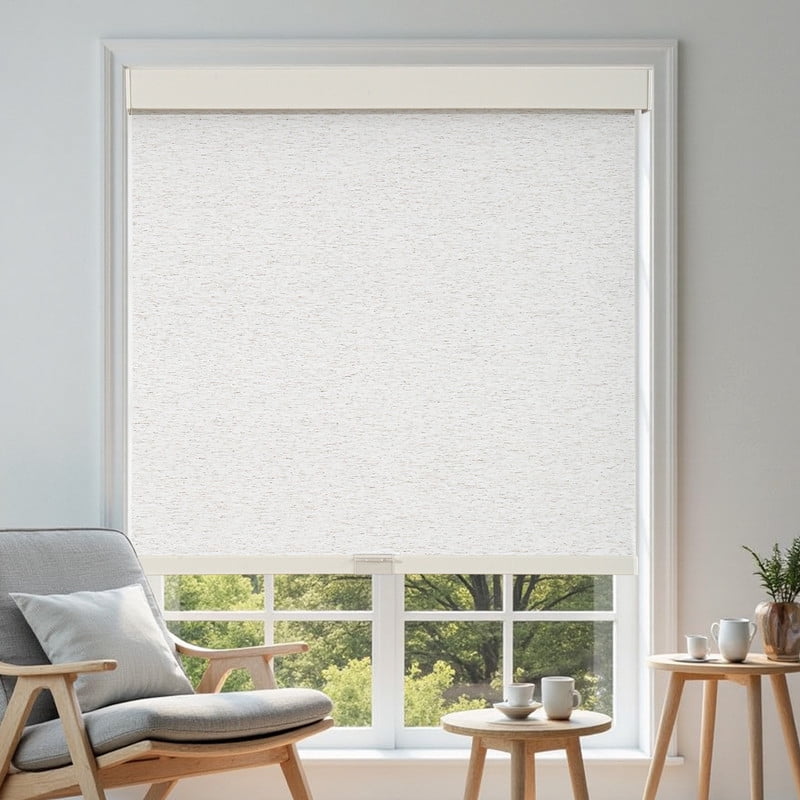 Cordless Blackout Roller Shades - Natural Linen Fabric, Thermal Insulated For Privacy & UV Protection, 36"W X 64"H