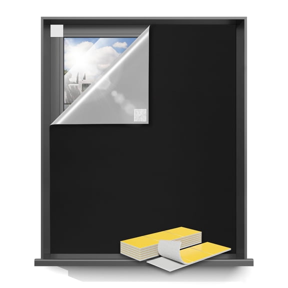 Blackout Curtafor Bedroom Portable 50"x60" No Drill Black Out Shades With Upgraded Hook&loop Tapes Window Cover Easy To Cut Fit Blinds(2 Panel Black)