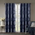 thumbnail image 1 of Blackout Curtain for Bedroom Living Room, Knitted Jacquard  Window Curtain Panel with Metal Silver Grommet for 1.25 Inches Rod In Diameter,108.00''x50.00''x0.13'', Navy, 1 of 7