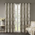 thumbnail image 1 of Blackout Curtain for Bedroom Living Room, Knitted Jacquard  Window Curtain Panel with Metal Silver Grommet for 1.25 Inches Rod In Diameter, 84.00''x50.00''x0.13'', Taupe, 1 of 8