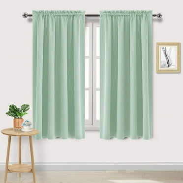 Blackout Curtain Blinds Thermal Insulated Room Darkening Curtains,for Bedroom Nursery Office Noise Reducing Grommet Curtain Short Drapes,42*54in Green, 1 Panel